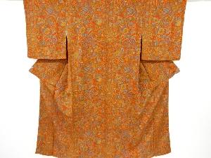 縮緬地唐花模様小紋着物